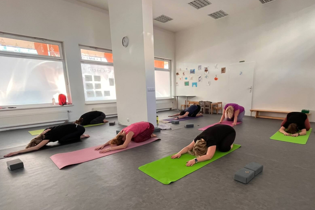 Lekce v prostorách studia Pohyb Nová Harfa - cvičení, jóga, pilates, lekce jógy, Nová Harfa